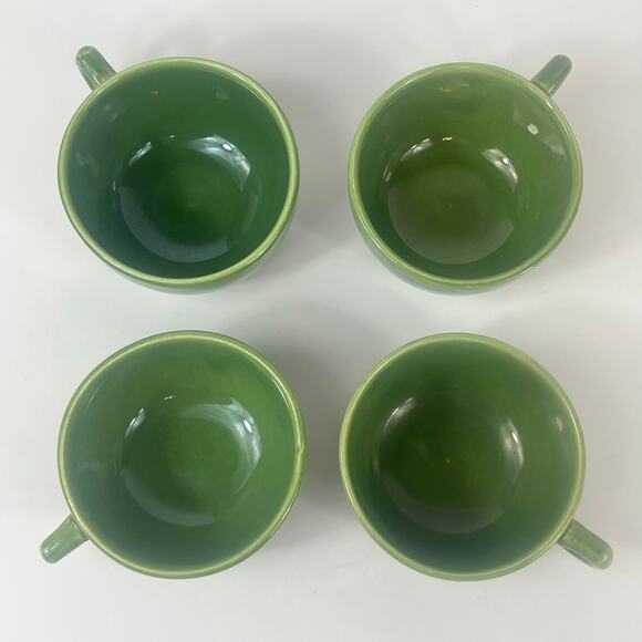 4 Bauer Los Angeles Pottery Coffee Mugs Green Vtg 60s Replacement Ceramic Glazed - Picture 2 of 5